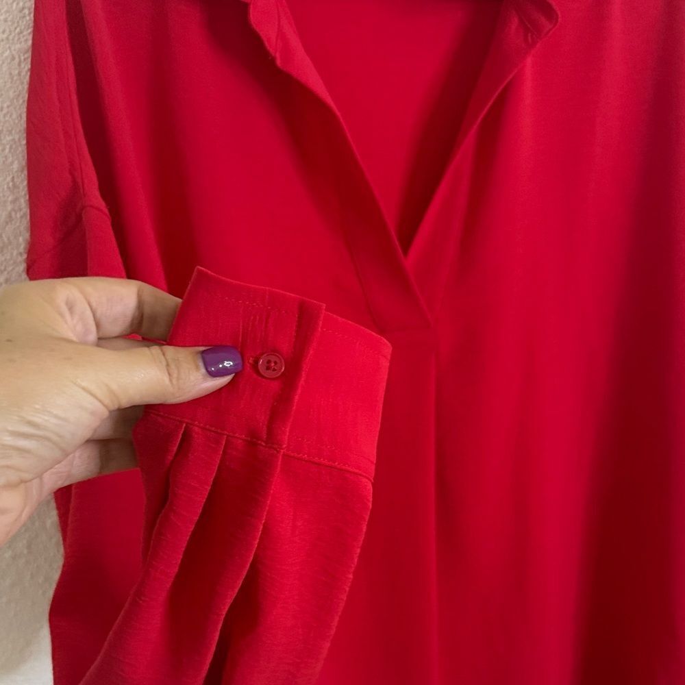 Rafaella Vibrant Red long sleeve Blouse- Size XL - Picture 4 of 6